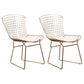 Contemporary Metal Dining Armless Chairs Open Back Dining Side Chair for Home Use White-Gold 2 Piece Set Clearhalo ' kitchen&dining_furn' 'Dining Chairs' 'Dining Tables & Seating' 'dining_chair' 'furn' 'furn_dining_chair' 'Furniture' 'furniture_dining_chair' 'Kitchen & Dining Furniture' 'kitchen' 4128832