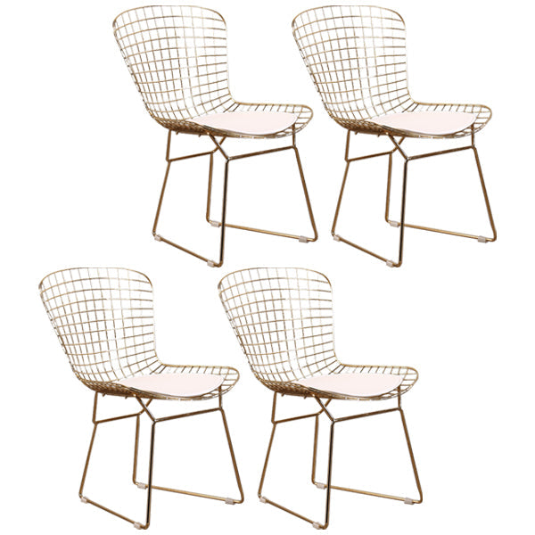 Contemporary Metal Dining Armless Chairs Open Back Dining Side Chair for Home Use White-Gold 4 Piece Set Clearhalo ' kitchen&dining_furn' 'Dining Chairs' 'Dining Tables & Seating' 'dining_chair' 'furn' 'furn_dining_chair' 'Furniture' 'furniture_dining_chair' 'Kitchen & Dining Furniture' 'kitchen' 4128833