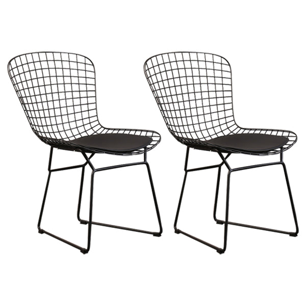 Contemporary Metal Dining Armless Chairs Open Back Dining Side Chair for Home Use Black 2 Piece Set Clearhalo ' kitchen&dining_furn' 'Dining Chairs' 'Dining Tables & Seating' 'dining_chair' 'furn' 'furn_dining_chair' 'Furniture' 'furniture_dining_chair' 'Kitchen & Dining Furniture' 'kitchen' 4128835