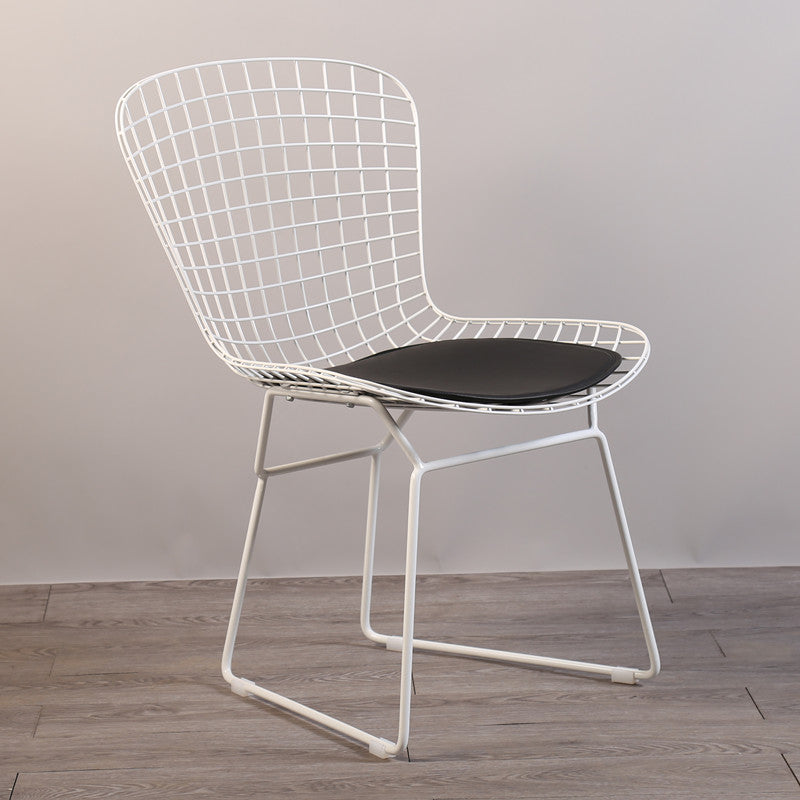Contemporary Metal Dining Armless Chairs Open Back Dining Side Chair for Home Use White-Black 1 Piece Clearhalo ' kitchen&dining_furn' 'Dining Chairs' 'Dining Tables & Seating' 'dining_chair' 'furn' 'furn_dining_chair' 'Furniture' 'furniture_dining_chair' 'Kitchen & Dining Furniture' 'kitchen' 4128837