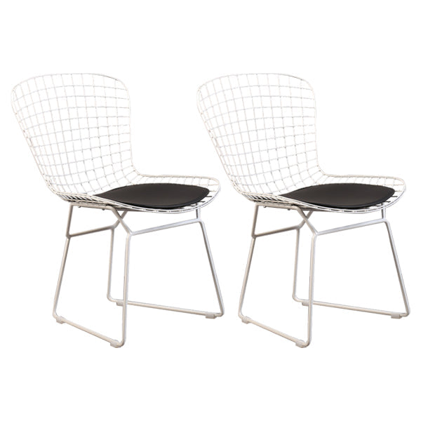 Contemporary Metal Dining Armless Chairs Open Back Dining Side Chair for Home Use White-Black 2 Piece Set Clearhalo ' kitchen&dining_furn' 'Dining Chairs' 'Dining Tables & Seating' 'dining_chair' 'furn' 'furn_dining_chair' 'Furniture' 'furniture_dining_chair' 'Kitchen & Dining Furniture' 'kitchen' 4128838