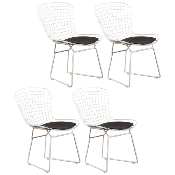 Contemporary Metal Dining Armless Chairs Open Back Dining Side Chair for Home Use White-Black 4 Piece Set Clearhalo ' kitchen&dining_furn' 'Dining Chairs' 'Dining Tables & Seating' 'dining_chair' 'furn' 'furn_dining_chair' 'Furniture' 'furniture_dining_chair' 'Kitchen & Dining Furniture' 'kitchen' 4128839