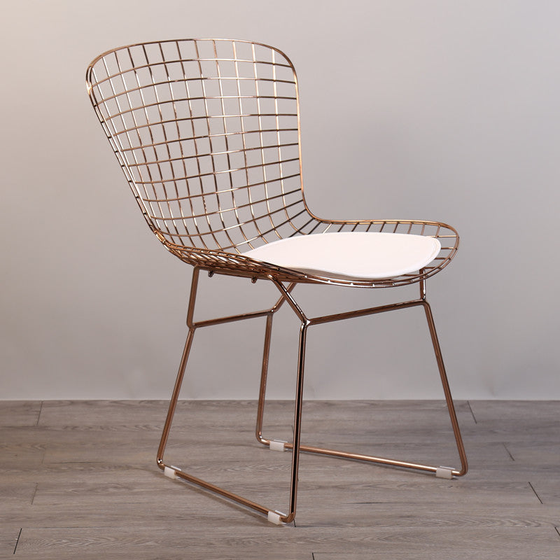 Contemporary Metal Dining Armless Chairs Open Back Dining Side Chair for Home Use Rose Gold 1 Piece Clearhalo ' kitchen&dining_furn' 'Dining Chairs' 'Dining Tables & Seating' 'dining_chair' 'furn' 'furn_dining_chair' 'Furniture' 'furniture_dining_chair' 'Kitchen & Dining Furniture' 'kitchen' 4128840