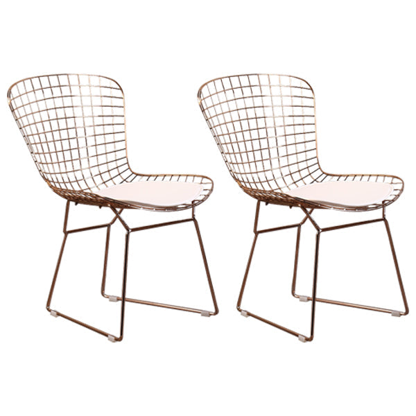 Contemporary Metal Dining Armless Chairs Open Back Dining Side Chair for Home Use Rose Gold 2 Piece Set Clearhalo ' kitchen&dining_furn' 'Dining Chairs' 'Dining Tables & Seating' 'dining_chair' 'furn' 'furn_dining_chair' 'Furniture' 'furniture_dining_chair' 'Kitchen & Dining Furniture' 'kitchen' 4128841