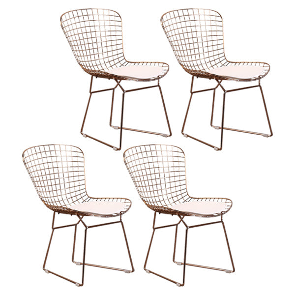 Contemporary Metal Dining Armless Chairs Open Back Dining Side Chair for Home Use Rose Gold 4 Piece Set Clearhalo ' kitchen&dining_furn' 'Dining Chairs' 'Dining Tables & Seating' 'dining_chair' 'furn' 'furn_dining_chair' 'Furniture' 'furniture_dining_chair' 'Kitchen & Dining Furniture' 'kitchen' 4128842