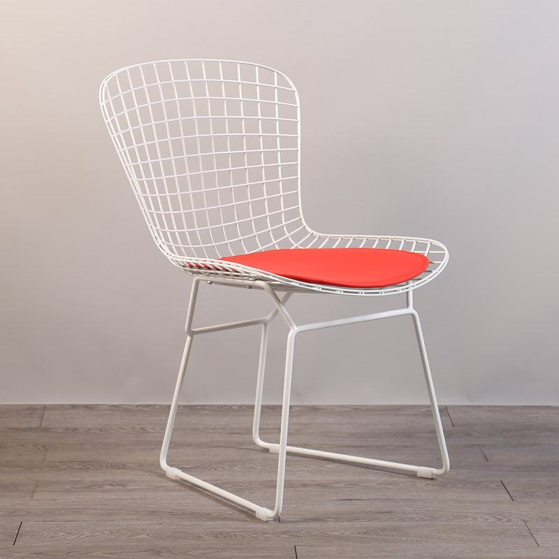 Contemporary Metal Dining Armless Chairs Open Back Dining Side Chair for Home Use White-Red 1 Piece Clearhalo ' kitchen&dining_furn' 'Dining Chairs' 'Dining Tables & Seating' 'dining_chair' 'furn' 'furn_dining_chair' 'Furniture' 'furniture_dining_chair' 'Kitchen & Dining Furniture' 'kitchen' 4128843