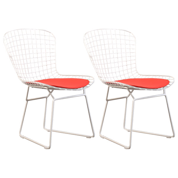 Contemporary Metal Dining Armless Chairs Open Back Dining Side Chair for Home Use White-Red 2 Piece Set Clearhalo ' kitchen&dining_furn' 'Dining Chairs' 'Dining Tables & Seating' 'dining_chair' 'furn' 'furn_dining_chair' 'Furniture' 'furniture_dining_chair' 'Kitchen & Dining Furniture' 'kitchen' 4128844