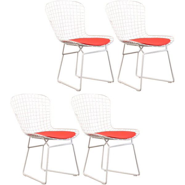Contemporary Metal Dining Armless Chairs Open Back Dining Side Chair for Home Use White-Red 4 Piece Set Clearhalo ' kitchen&dining_furn' 'Dining Chairs' 'Dining Tables & Seating' 'dining_chair' 'furn' 'furn_dining_chair' 'Furniture' 'furniture_dining_chair' 'Kitchen & Dining Furniture' 'kitchen' 4128845