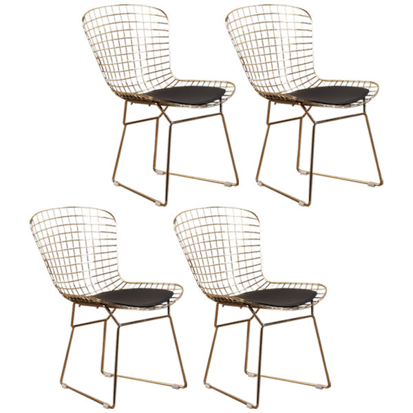 Contemporary Metal Dining Armless Chairs Open Back Dining Side Chair for Home Use Gold-Black 4 Piece Set Clearhalo ' kitchen&dining_furn' 'Dining Chairs' 'Dining Tables & Seating' 'dining_chair' 'furn' 'furn_dining_chair' 'Furniture' 'furniture_dining_chair' 'Kitchen & Dining Furniture' 'kitchen' 4128848
