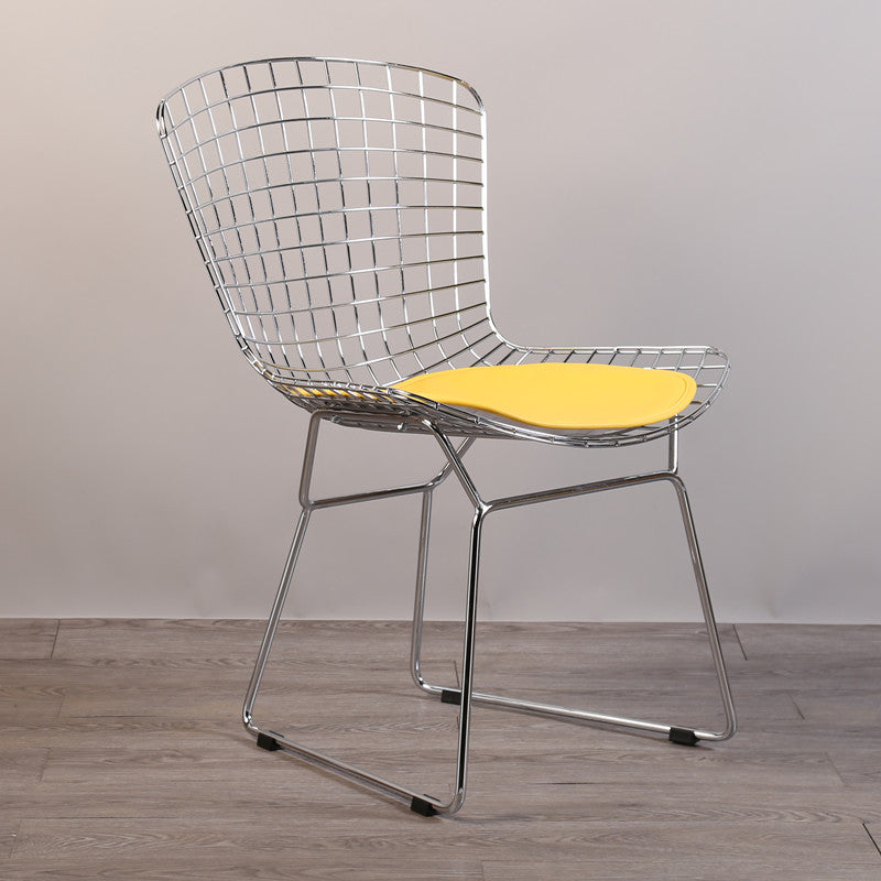 Contemporary Metal Dining Armless Chairs Open Back Dining Side Chair for Home Use Yellow 1 Piece Clearhalo ' kitchen&dining_furn' 'Dining Chairs' 'Dining Tables & Seating' 'dining_chair' 'furn' 'furn_dining_chair' 'Furniture' 'furniture_dining_chair' 'Kitchen & Dining Furniture' 'kitchen' 4128852