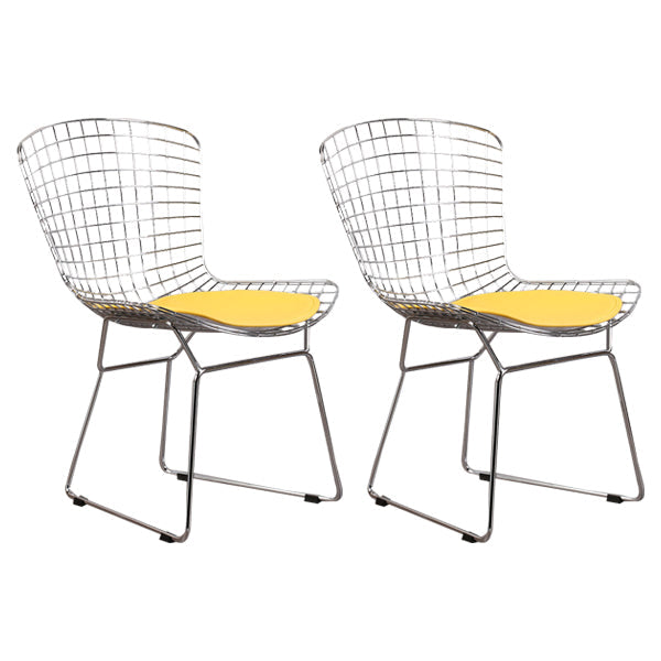 Contemporary Metal Dining Armless Chairs Open Back Dining Side Chair for Home Use Yellow 2 Piece Set Clearhalo ' kitchen&dining_furn' 'Dining Chairs' 'Dining Tables & Seating' 'dining_chair' 'furn' 'furn_dining_chair' 'Furniture' 'furniture_dining_chair' 'Kitchen & Dining Furniture' 'kitchen' 4128853
