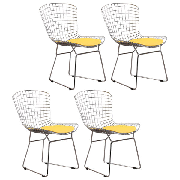 Contemporary Metal Dining Armless Chairs Open Back Dining Side Chair for Home Use Yellow 4 Piece Set Clearhalo ' kitchen&dining_furn' 'Dining Chairs' 'Dining Tables & Seating' 'dining_chair' 'furn' 'furn_dining_chair' 'Furniture' 'furniture_dining_chair' 'Kitchen & Dining Furniture' 'kitchen' 4128854