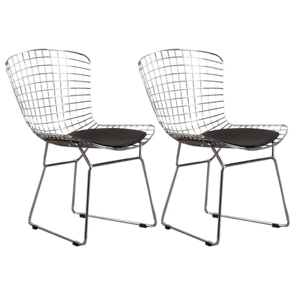 Contemporary Metal Dining Armless Chairs Open Back Dining Side Chair for Home Use Black-Silver 2 Piece Set Clearhalo ' kitchen&dining_furn' 'Dining Chairs' 'Dining Tables & Seating' 'dining_chair' 'furn' 'furn_dining_chair' 'Furniture' 'furniture_dining_chair' 'Kitchen & Dining Furniture' 'kitchen' 4128856