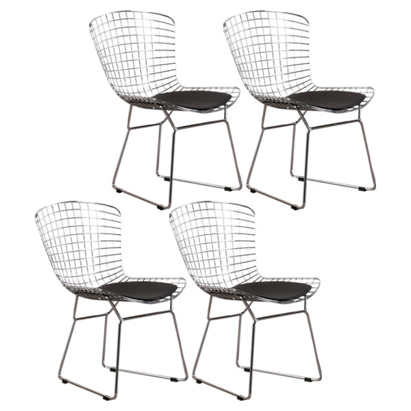 Contemporary Metal Dining Armless Chairs Open Back Dining Side Chair for Home Use Black-Silver 4 Piece Set Clearhalo ' kitchen&dining_furn' 'Dining Chairs' 'Dining Tables & Seating' 'dining_chair' 'furn' 'furn_dining_chair' 'Furniture' 'furniture_dining_chair' 'Kitchen & Dining Furniture' 'kitchen' 4128857