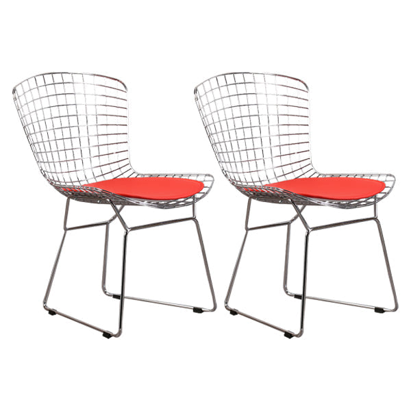 Contemporary Metal Dining Armless Chairs Open Back Dining Side Chair for Home Use Red 2 Piece Set Clearhalo ' kitchen&dining_furn' 'Dining Chairs' 'Dining Tables & Seating' 'dining_chair' 'furn' 'furn_dining_chair' 'Furniture' 'furniture_dining_chair' 'Kitchen & Dining Furniture' 'kitchen' 4128859