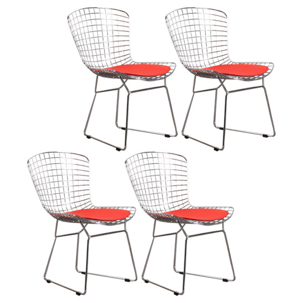 Contemporary Metal Dining Armless Chairs Open Back Dining Side Chair for Home Use Red 4 Piece Set Clearhalo ' kitchen&dining_furn' 'Dining Chairs' 'Dining Tables & Seating' 'dining_chair' 'furn' 'furn_dining_chair' 'Furniture' 'furniture_dining_chair' 'Kitchen & Dining Furniture' 'kitchen' 4128860