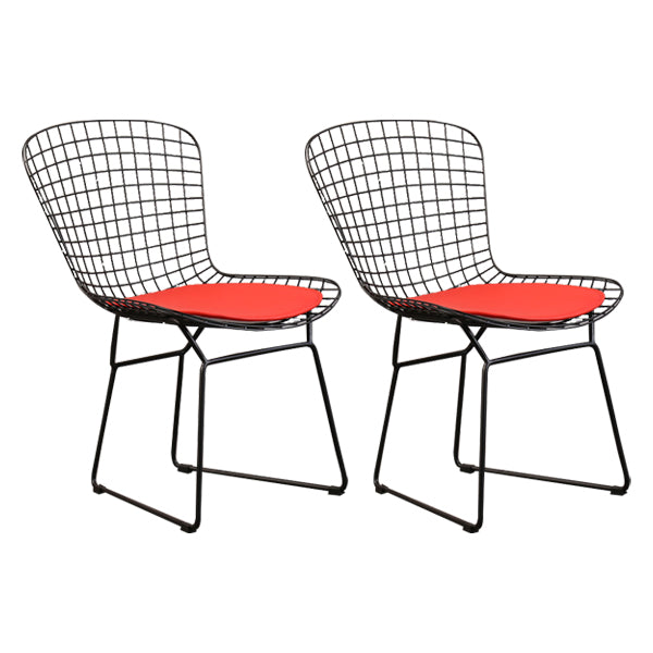 Contemporary Metal Dining Armless Chairs Open Back Dining Side Chair for Home Use Black-Red 2 Piece Set Clearhalo ' kitchen&dining_furn' 'Dining Chairs' 'Dining Tables & Seating' 'dining_chair' 'furn' 'furn_dining_chair' 'Furniture' 'furniture_dining_chair' 'Kitchen & Dining Furniture' 'kitchen' 4128862