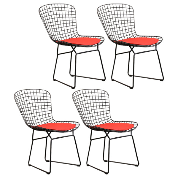 Contemporary Metal Dining Armless Chairs Open Back Dining Side Chair for Home Use Black-Red 4 Piece Set Clearhalo ' kitchen&dining_furn' 'Dining Chairs' 'Dining Tables & Seating' 'dining_chair' 'furn' 'furn_dining_chair' 'Furniture' 'furniture_dining_chair' 'Kitchen & Dining Furniture' 'kitchen' 4128863