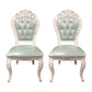 Victorian Rubberwood King Louis Back Chair Matte Finish Leather Dining Chair (Set of 2) Pea Green Clearhalo ' kitchen&dining_furn' 'Dining Chairs' 'Dining Tables & Seating' 'dining_chair' 'furn' 'furn_dining_chair' 'Furniture' 'furniture_dining_chair' 'Kitchen & Dining Furniture' 'kitchen' 4128867