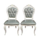 Victorian Rubberwood King Louis Back Chair Matte Finish Leather Dining Chair (Set of 2) Aqua Clearhalo ' kitchen&dining_furn' 'Dining Chairs' 'Dining Tables & Seating' 'dining_chair' 'furn' 'furn_dining_chair' 'Furniture' 'furniture_dining_chair' 'Kitchen & Dining Furniture' 'kitchen' 4128871