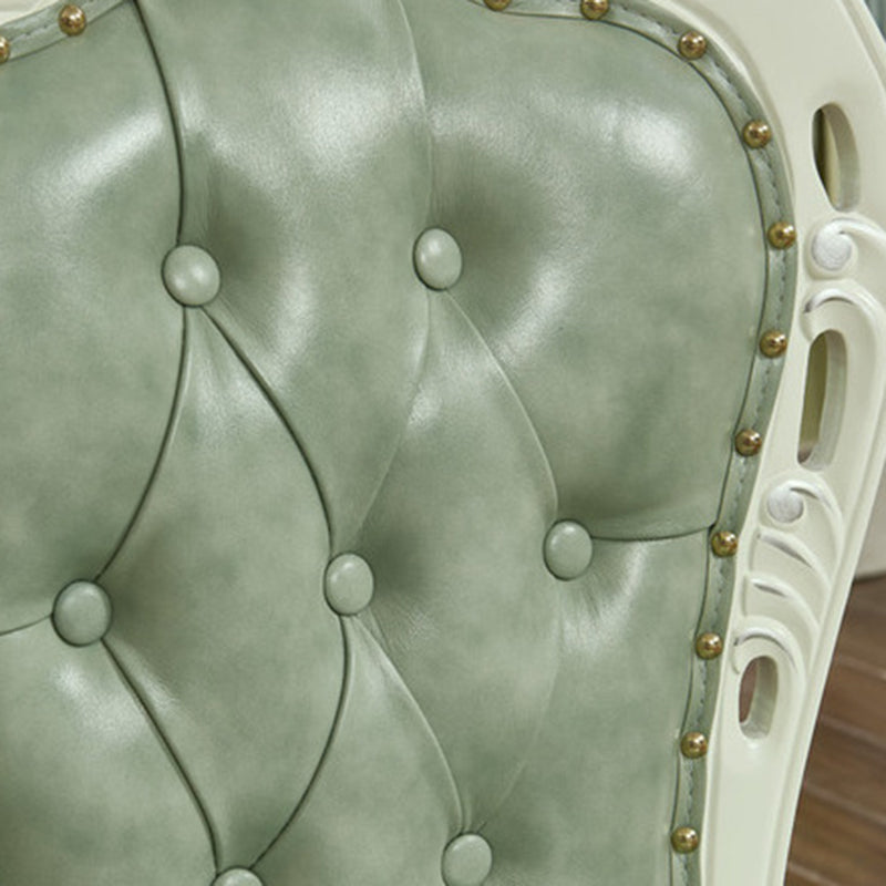 Victorian Rubberwood King Louis Back Chair Matte Finish Leather Dining Chair (Set of 2) Clearhalo ' kitchen&dining_furn' 'Dining Chairs' 'Dining Tables & Seating' 'dining_chair' 'furn' 'furn_dining_chair' 'Furniture' 'furniture_dining_chair' 'Kitchen & Dining Furniture' 'kitchen' 4128872