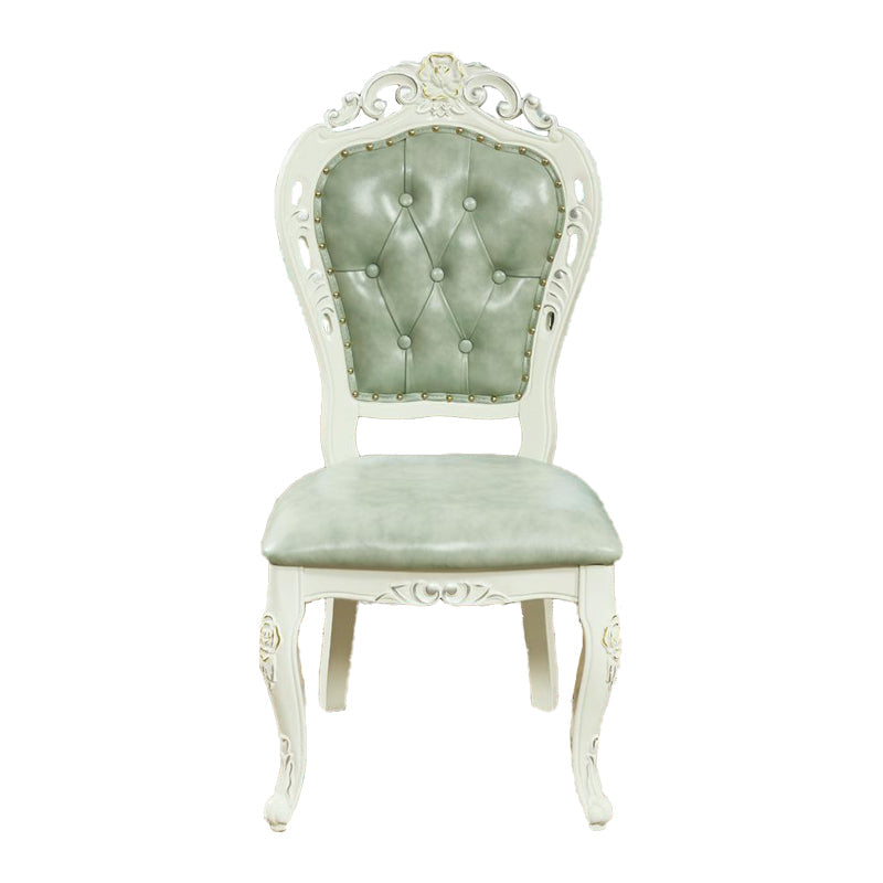 Victorian Rubberwood King Louis Back Chair Matte Finish Leather Dining Chair (Set of 2) Clearhalo ' kitchen&dining_furn' 'Dining Chairs' 'Dining Tables & Seating' 'dining_chair' 'furn' 'furn_dining_chair' 'Furniture' 'furniture_dining_chair' 'Kitchen & Dining Furniture' 'kitchen' 4128873