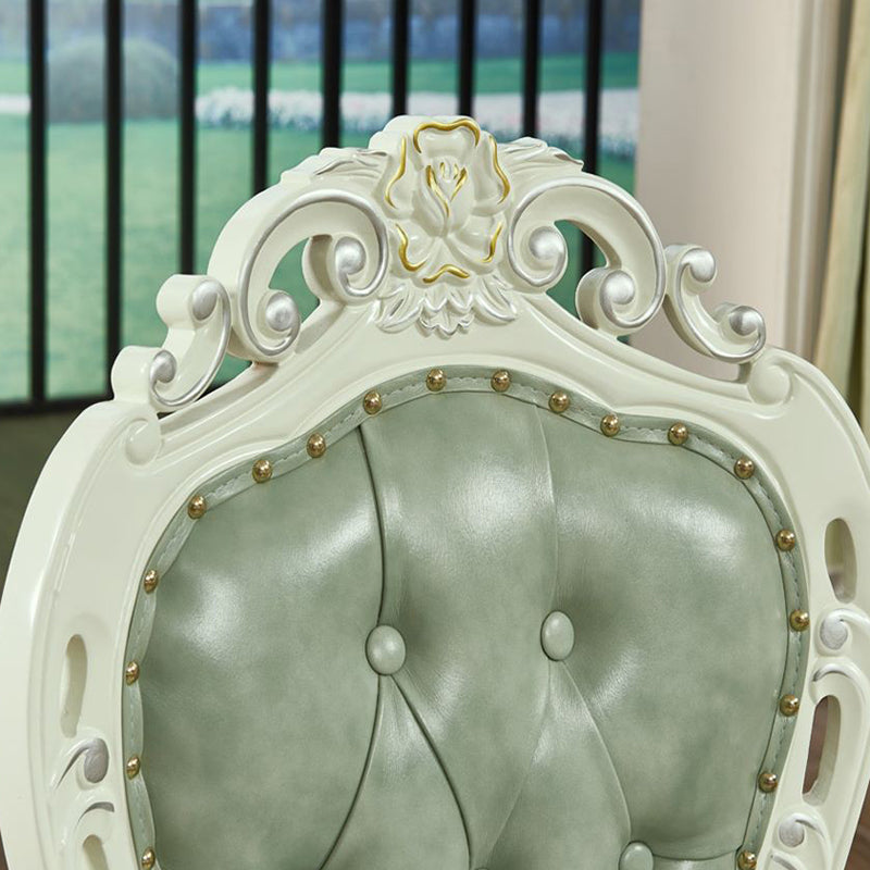 Victorian Rubberwood King Louis Back Chair Matte Finish Leather Dining Chair (Set of 2) Clearhalo ' kitchen&dining_furn' 'Dining Chairs' 'Dining Tables & Seating' 'dining_chair' 'furn' 'furn_dining_chair' 'Furniture' 'furniture_dining_chair' 'Kitchen & Dining Furniture' 'kitchen' 4128876