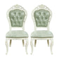 Victorian Rubberwood King Louis Back Chair Matte Finish Leather Dining Chair (Set of 2) Light Green Clearhalo ' kitchen&dining_furn' 'Dining Chairs' 'Dining Tables & Seating' 'dining_chair' 'furn' 'furn_dining_chair' 'Furniture' 'furniture_dining_chair' 'Kitchen & Dining Furniture' 'kitchen' 4128878