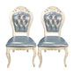 Victorian Rubberwood King Louis Back Chair Matte Finish Leather Dining Chair (Set of 2) Light Blue Clearhalo ' kitchen&dining_furn' 'Dining Chairs' 'Dining Tables & Seating' 'dining_chair' 'furn' 'furn_dining_chair' 'Furniture' 'furniture_dining_chair' 'Kitchen & Dining Furniture' 'kitchen' 4128881