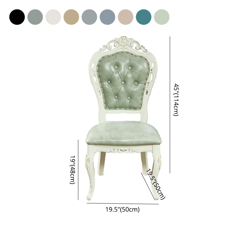 Victorian Rubberwood King Louis Back Chair Matte Finish Leather Dining Chair (Set of 2) Clearhalo ' kitchen&dining_furn' 'Dining Chairs' 'Dining Tables & Seating' 'dining_chair' 'furn' 'furn_dining_chair' 'Furniture' 'furniture_dining_chair' 'Kitchen & Dining Furniture' 'kitchen' 4128882