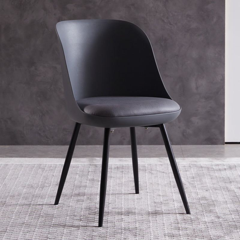 Industrial Metal Dining Room Chairs Upholstered Armless Dining Chairs for Home Use Dark Gray 1 Piece Clearhalo ' kitchen&dining_furn' 'Dining Chairs' 'Dining Tables & Seating' 'dining_chair' 'furn' 'furn_dining_chair' 'Furniture' 'furniture_dining_chair' 'Kitchen & Dining Furniture' 'kitchen' 4128884