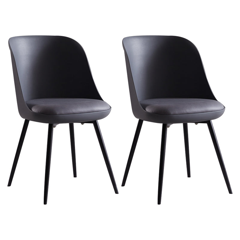 Industrial Metal Dining Room Chairs Upholstered Armless Dining Chairs for Home Use Dark Gray 2 Piece Set Clearhalo ' kitchen&dining_furn' 'Dining Chairs' 'Dining Tables & Seating' 'dining_chair' 'furn' 'furn_dining_chair' 'Furniture' 'furniture_dining_chair' 'Kitchen & Dining Furniture' 'kitchen' 4128885