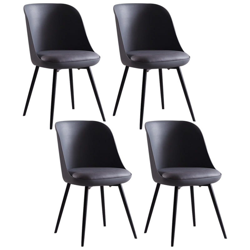 Industrial Metal Dining Room Chairs Upholstered Armless Dining Chairs for Home Use Dark Gray 4 Piece Set Clearhalo ' kitchen&dining_furn' 'Dining Chairs' 'Dining Tables & Seating' 'dining_chair' 'furn' 'furn_dining_chair' 'Furniture' 'furniture_dining_chair' 'Kitchen & Dining Furniture' 'kitchen' 4128887