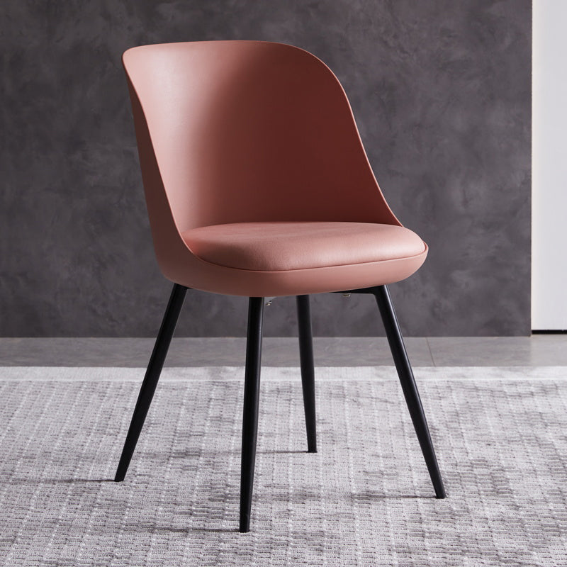 Industrial Metal Dining Room Chairs Upholstered Armless Dining Chairs for Home Use Pink 1 Piece Clearhalo ' kitchen&dining_furn' 'Dining Chairs' 'Dining Tables & Seating' 'dining_chair' 'furn' 'furn_dining_chair' 'Furniture' 'furniture_dining_chair' 'Kitchen & Dining Furniture' 'kitchen' 4128890