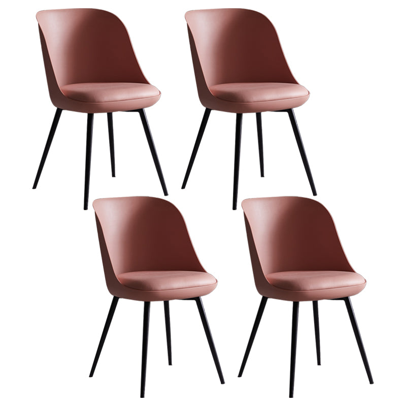 Industrial Metal Dining Room Chairs Upholstered Armless Dining Chairs for Home Use Pink 4 Piece Set Clearhalo ' kitchen&dining_furn' 'Dining Chairs' 'Dining Tables & Seating' 'dining_chair' 'furn' 'furn_dining_chair' 'Furniture' 'furniture_dining_chair' 'Kitchen & Dining Furniture' 'kitchen' 4128893