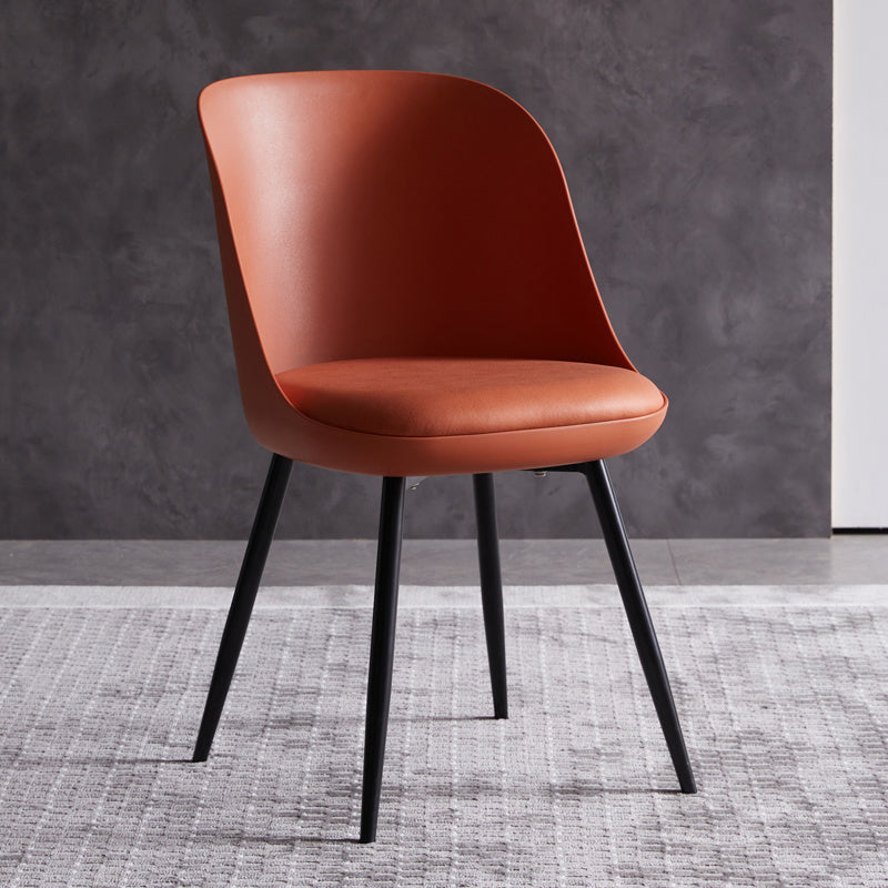 Industrial Metal Dining Room Chairs Upholstered Armless Dining Chairs for Home Use Orange Red 1 Piece Clearhalo ' kitchen&dining_furn' 'Dining Chairs' 'Dining Tables & Seating' 'dining_chair' 'furn' 'furn_dining_chair' 'Furniture' 'furniture_dining_chair' 'Kitchen & Dining Furniture' 'kitchen' 4128896