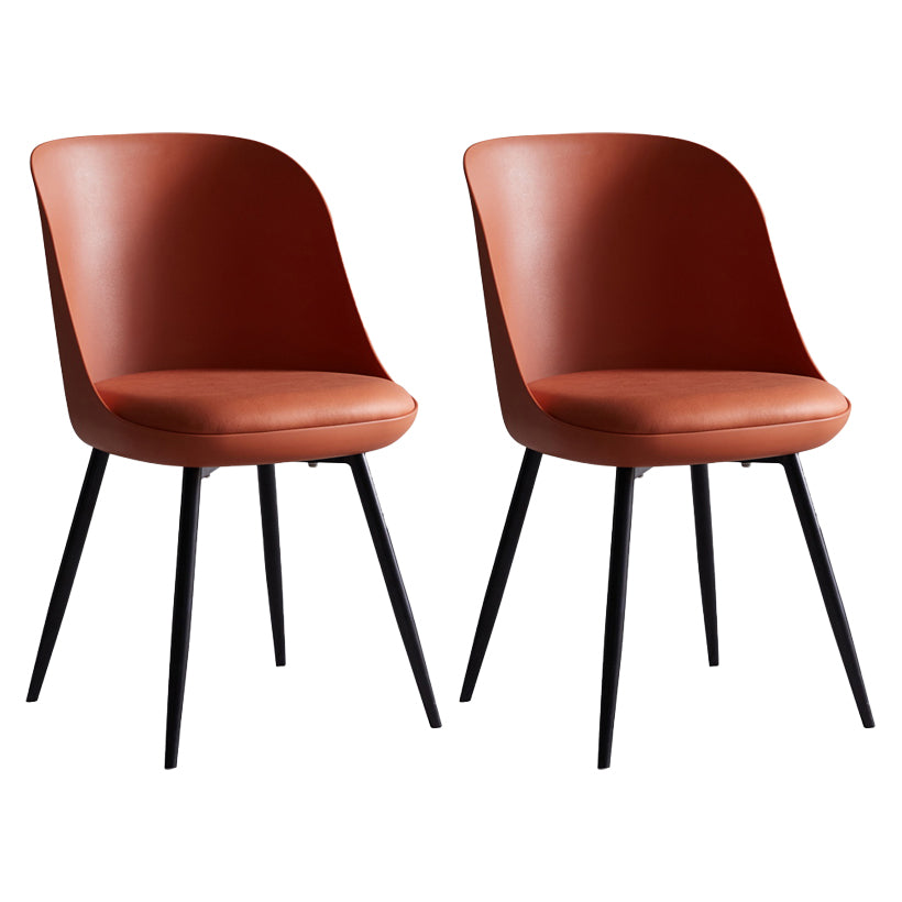 Industrial Metal Dining Room Chairs Upholstered Armless Dining Chairs for Home Use Orange Red 2 Piece Set Clearhalo ' kitchen&dining_furn' 'Dining Chairs' 'Dining Tables & Seating' 'dining_chair' 'furn' 'furn_dining_chair' 'Furniture' 'furniture_dining_chair' 'Kitchen & Dining Furniture' 'kitchen' 4128898