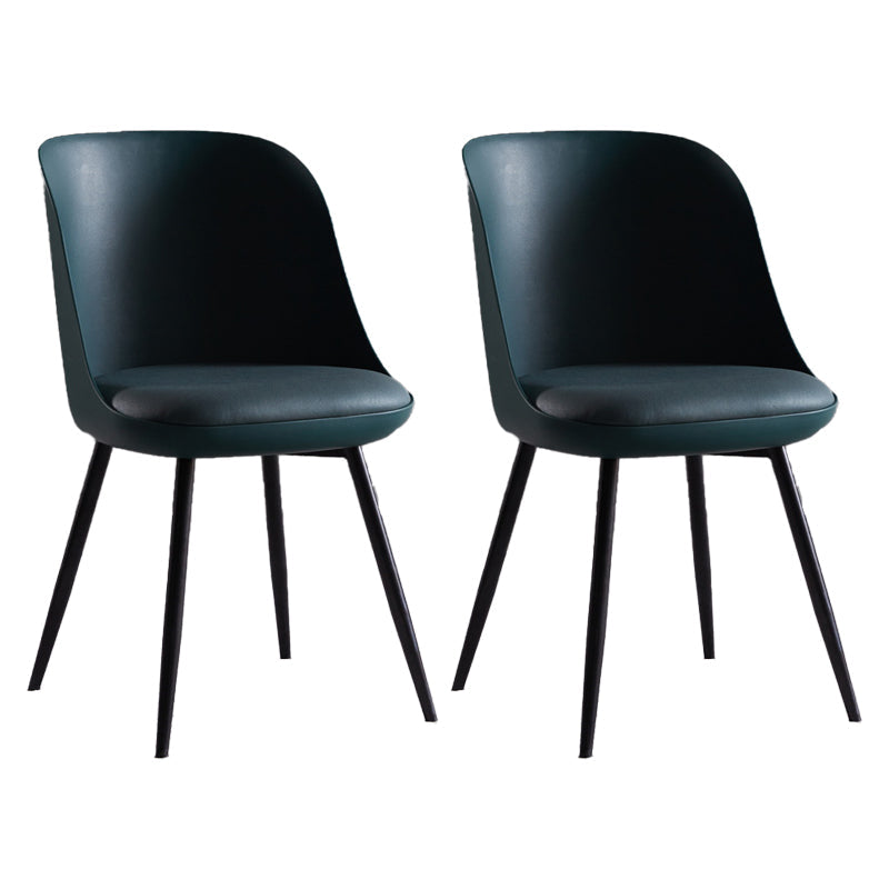 Industrial Metal Dining Room Chairs Upholstered Armless Dining Chairs for Home Use Blackish Green 2 Piece Set Clearhalo ' kitchen&dining_furn' 'Dining Chairs' 'Dining Tables & Seating' 'dining_chair' 'furn' 'furn_dining_chair' 'Furniture' 'furniture_dining_chair' 'Kitchen & Dining Furniture' 'kitchen' 4128903