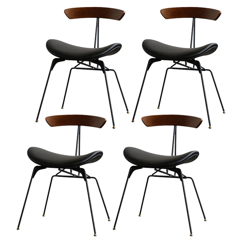 Industrial Upholstered Home Side Chair Matte Finish Open Back Dining Chairs Black-Brown 4 Piece Set Clearhalo ' kitchen&dining_furn' 'Dining Chairs' 'Dining Tables & Seating' 'dining_chair' 'furn' 'furn_dining_chair' 'Furniture' 'furniture_dining_chair' 'Kitchen & Dining Furniture' 'kitchen' 4128950