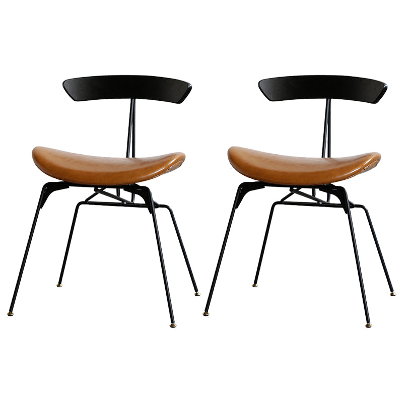 Industrial Upholstered Home Side Chair Matte Finish Open Back Dining Chairs Black-Yellow 2 Piece Set Clearhalo ' kitchen&dining_furn' 'Dining Chairs' 'Dining Tables & Seating' 'dining_chair' 'furn' 'furn_dining_chair' 'Furniture' 'furniture_dining_chair' 'Kitchen & Dining Furniture' 'kitchen' 4128955