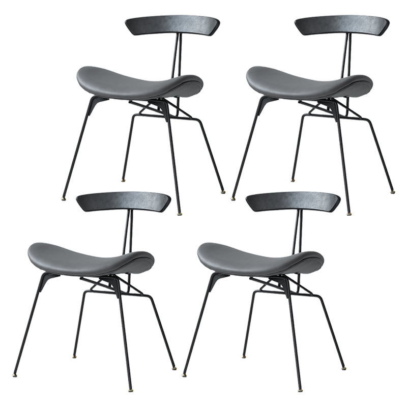 Industrial Upholstered Home Side Chair Matte Finish Open Back Dining Chairs Black-Gray 4 Piece Set Clearhalo ' kitchen&dining_furn' 'Dining Chairs' 'Dining Tables & Seating' 'dining_chair' 'furn' 'furn_dining_chair' 'Furniture' 'furniture_dining_chair' 'Kitchen & Dining Furniture' 'kitchen' 4128968