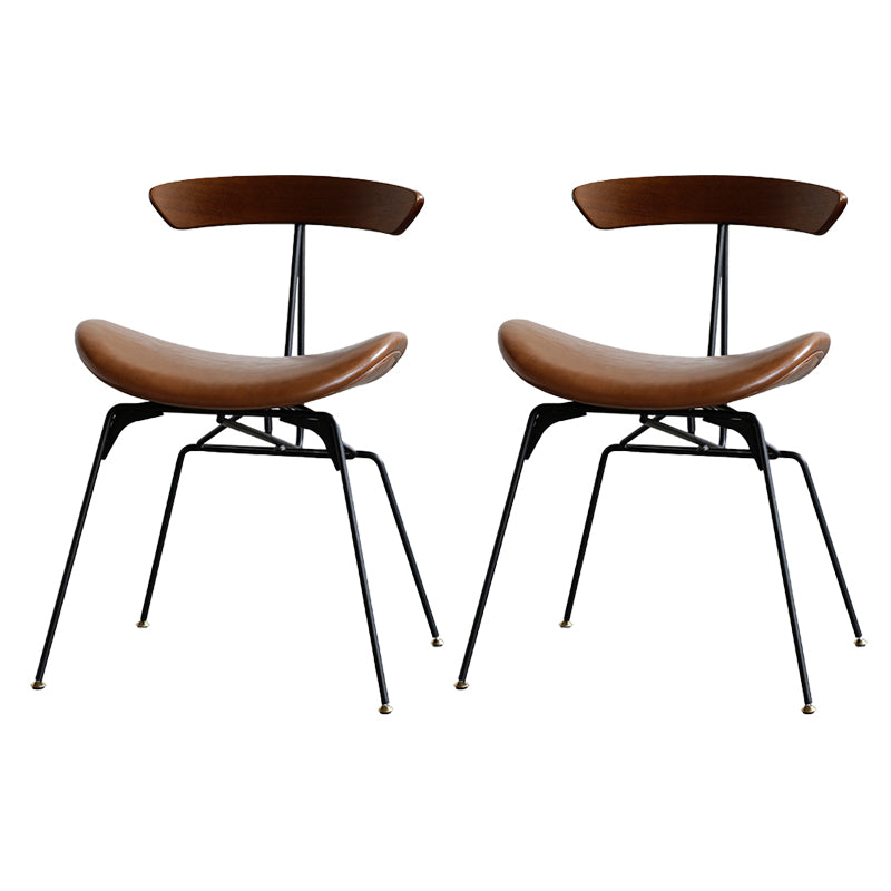 Industrial Upholstered Home Side Chair Matte Finish Open Back Dining Chairs Dark Brown 2 Piece Set Clearhalo ' kitchen&dining_furn' 'Dining Chairs' 'Dining Tables & Seating' 'dining_chair' 'furn' 'furn_dining_chair' 'Furniture' 'furniture_dining_chair' 'Kitchen & Dining Furniture' 'kitchen' 4128982