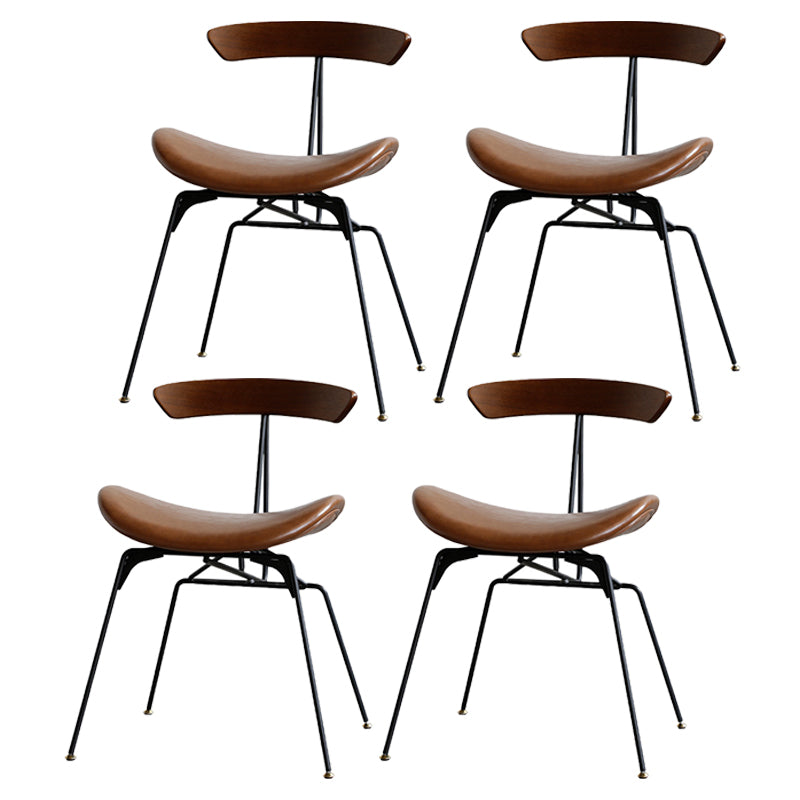 Industrial Upholstered Home Side Chair Matte Finish Open Back Dining Chairs Dark Brown 4 Piece Set Clearhalo ' kitchen&dining_furn' 'Dining Chairs' 'Dining Tables & Seating' 'dining_chair' 'furn' 'furn_dining_chair' 'Furniture' 'furniture_dining_chair' 'Kitchen & Dining Furniture' 'kitchen' 4128983
