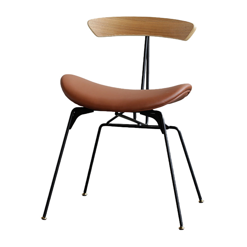 Industrial Upholstered Home Side Chair Matte Finish Open Back Dining Chairs Brown-Khaki 1 Piece Clearhalo ' kitchen&dining_furn' 'Dining Chairs' 'Dining Tables & Seating' 'dining_chair' 'furn' 'furn_dining_chair' 'Furniture' 'furniture_dining_chair' 'Kitchen & Dining Furniture' 'kitchen' 4128993