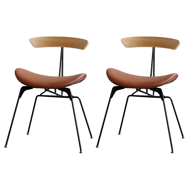 Industrial Upholstered Home Side Chair Matte Finish Open Back Dining Chairs Brown-Khaki 2 Piece Set Clearhalo ' kitchen&dining_furn' 'Dining Chairs' 'Dining Tables & Seating' 'dining_chair' 'furn' 'furn_dining_chair' 'Furniture' 'furniture_dining_chair' 'Kitchen & Dining Furniture' 'kitchen' 4128994