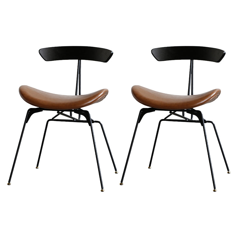 Industrial Upholstered Home Side Chair Matte Finish Open Back Dining Chairs Brown-Black 2 Piece Set Clearhalo ' kitchen&dining_furn' 'Dining Chairs' 'Dining Tables & Seating' 'dining_chair' 'furn' 'furn_dining_chair' 'Furniture' 'furniture_dining_chair' 'Kitchen & Dining Furniture' 'kitchen' 4128997