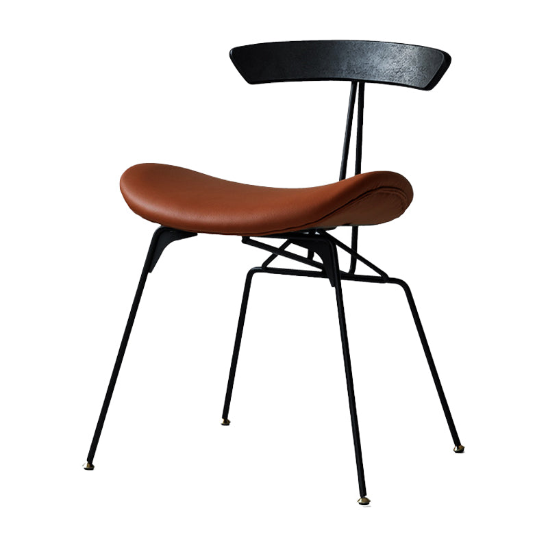 Industrial Upholstered Home Side Chair Matte Finish Open Back Dining Chairs Black-Apricot 1 Piece Clearhalo ' kitchen&dining_furn' 'Dining Chairs' 'Dining Tables & Seating' 'dining_chair' 'furn' 'furn_dining_chair' 'Furniture' 'furniture_dining_chair' 'Kitchen & Dining Furniture' 'kitchen' 4128999