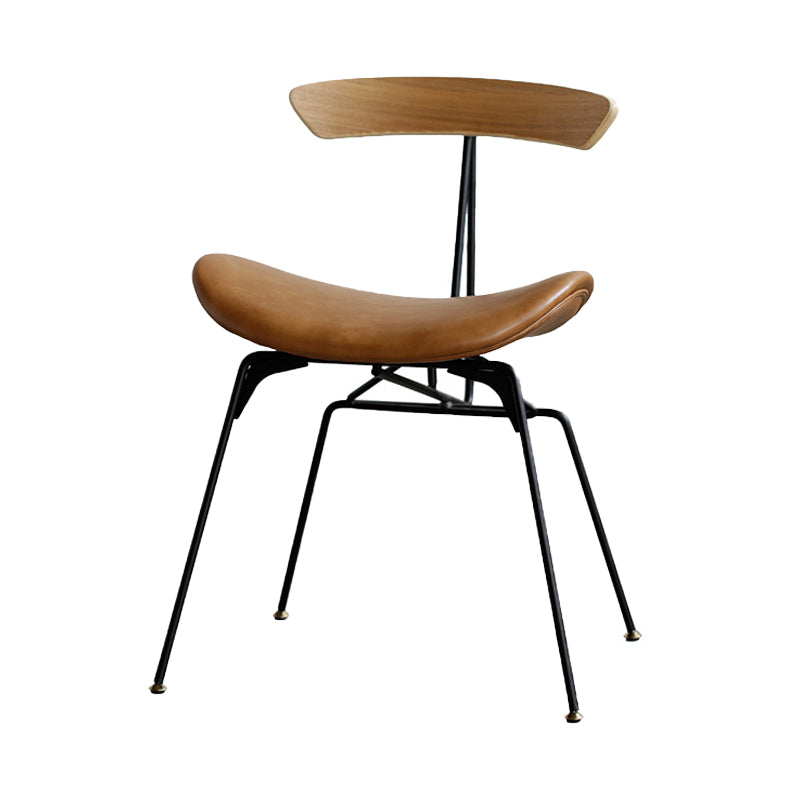 Industrial Upholstered Home Side Chair Matte Finish Open Back Dining Chairs Natural Wood Orange 1 Piece Clearhalo ' kitchen&dining_furn' 'Dining Chairs' 'Dining Tables & Seating' 'dining_chair' 'furn' 'furn_dining_chair' 'Furniture' 'furniture_dining_chair' 'Kitchen & Dining Furniture' 'kitchen' 4129014