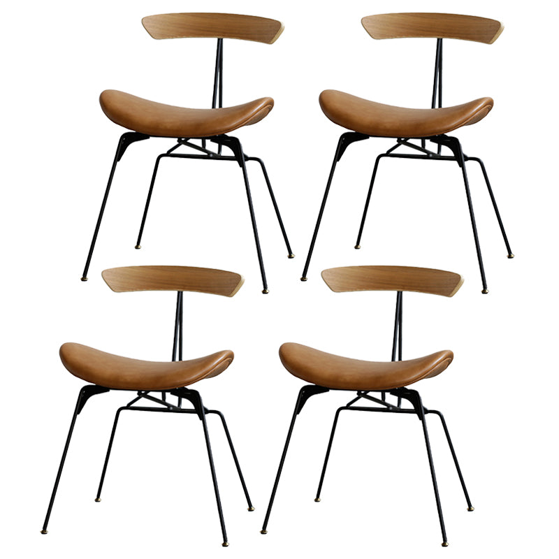 Industrial Upholstered Home Side Chair Matte Finish Open Back Dining Chairs Natural Wood Orange 4 Piece Set Clearhalo ' kitchen&dining_furn' 'Dining Chairs' 'Dining Tables & Seating' 'dining_chair' 'furn' 'furn_dining_chair' 'Furniture' 'furniture_dining_chair' 'Kitchen & Dining Furniture' 'kitchen' 4129016
