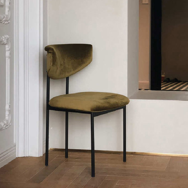 Contemporary Style Metal Chair Set Open Back Side Dining Room Kitchen Chairs Yellow-Green 1 Piece Clearhalo ' kitchen&dining_furn' 'Dining Chairs' 'Dining Tables & Seating' 'dining_chair' 'furn' 'furn_dining_chair' 'Furniture' 'furniture_dining_chair' 'Kitchen & Dining Furniture' 'kitchen' 4129023